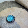Necklace carded labradorite round sterling silver