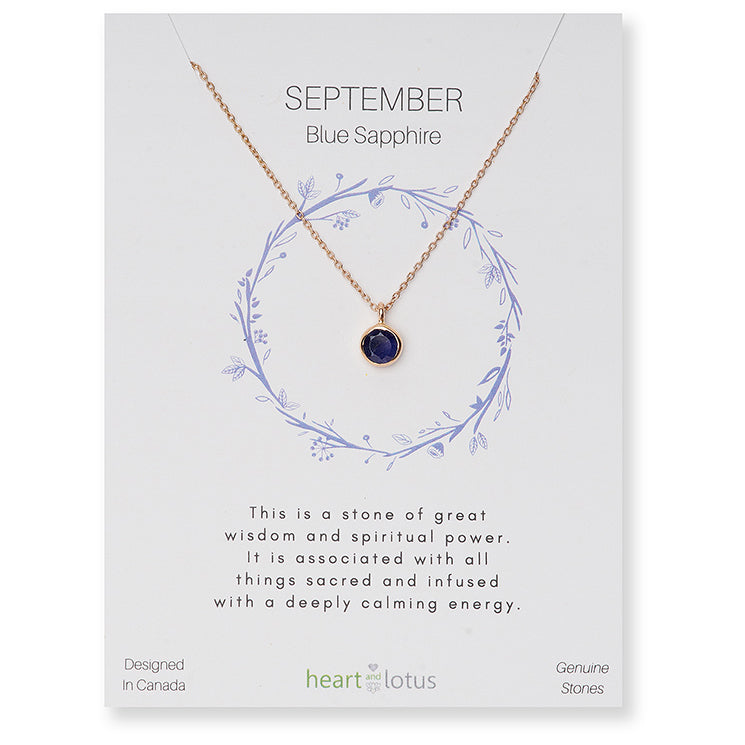 Birthstone Necklace Rose Gold September Sapphire