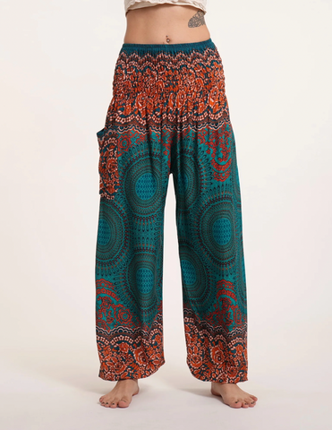 Harem Pant Geometric Mandala in Turquoise