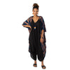 Kimono Abstract tie dye long - blue & gold