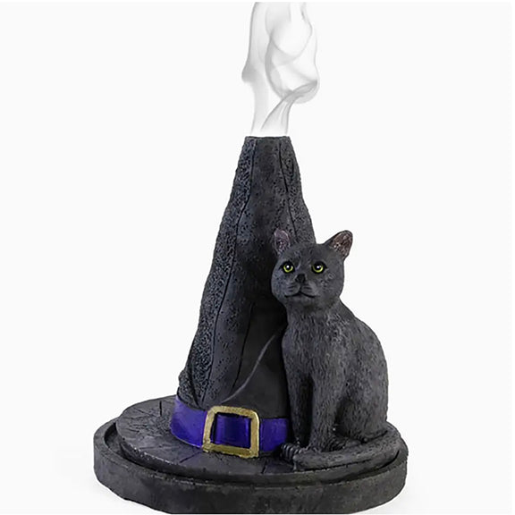 Witch Hat with Cat Incense Cone Holder