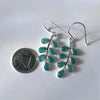 Earring green aventurine leaves sterling silver