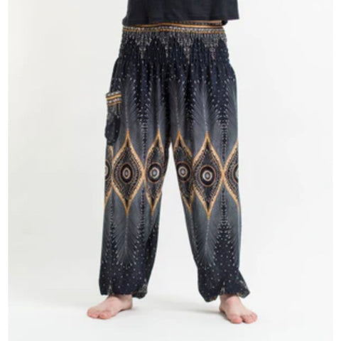 Harem Pant Diamond Peacock Black Unisex
