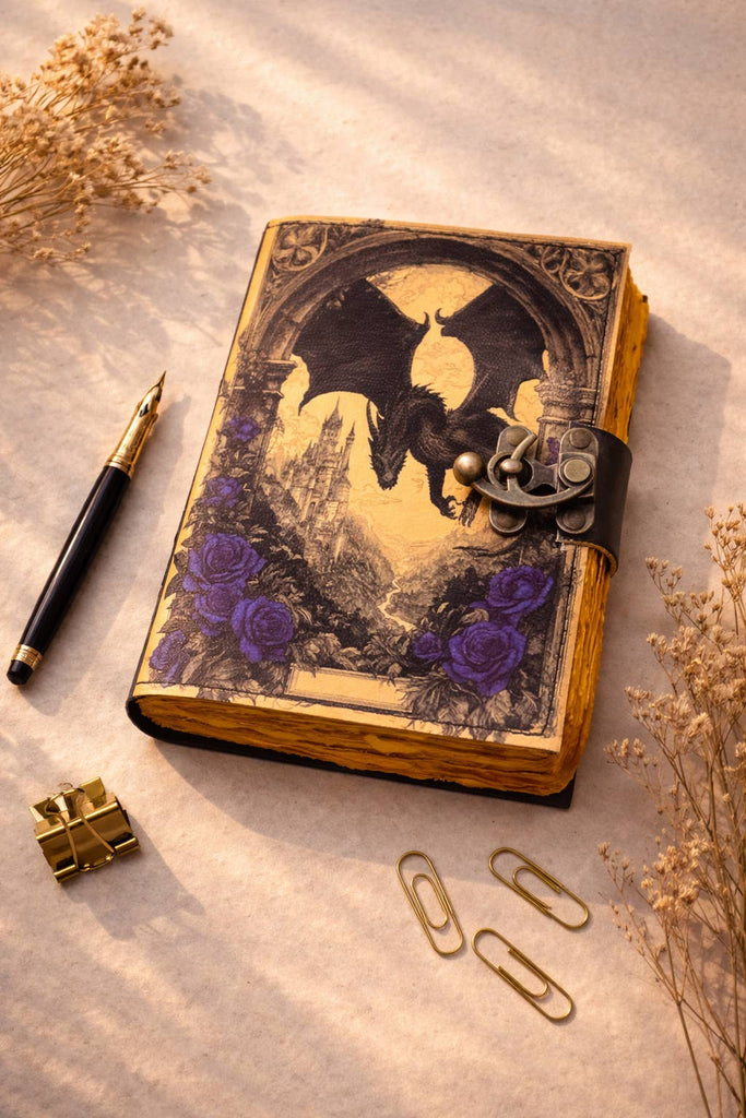 Handmade Leather Journal Blank Dragon