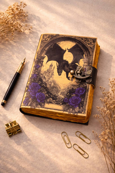 Handmade Leather Journal Blank Dragon