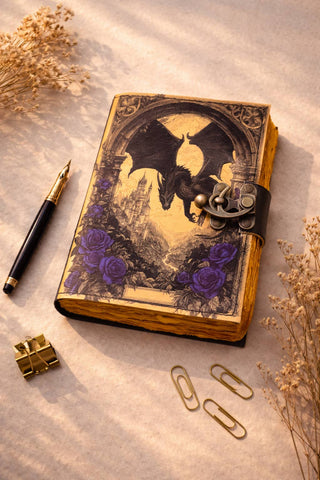 Handmade Leather Journal Blank Dragon