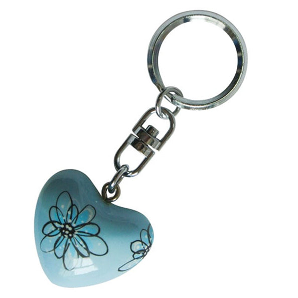 Key Chain Harmony Heart Light Blue/Flowers