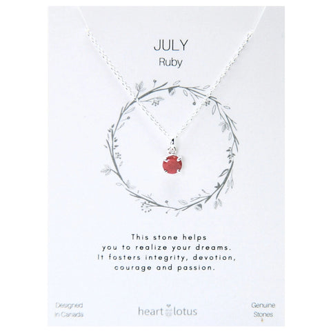 Birthstone necklace claw setting JULY sterling silver