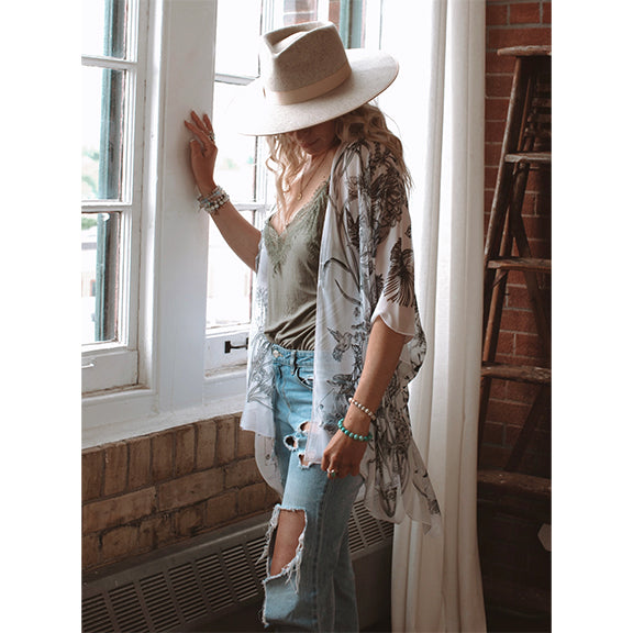 Kimono Wild Bloom - White Sands