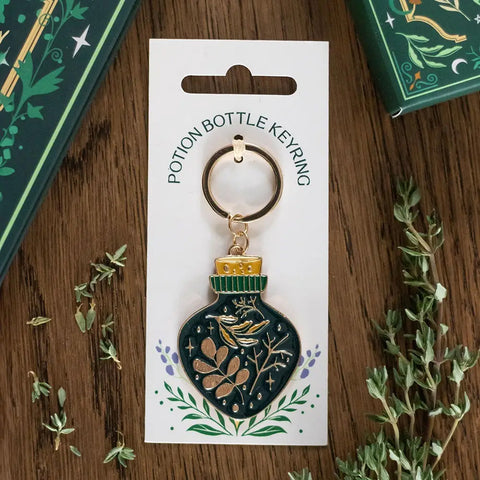 Green Witch Potion Bottle Keyring