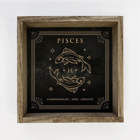 Zodiac Horoscope Sign Canvas/Wood Wall Art - Pisces