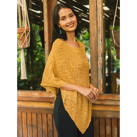 Poncho Double Knit Popcorn - Saffron