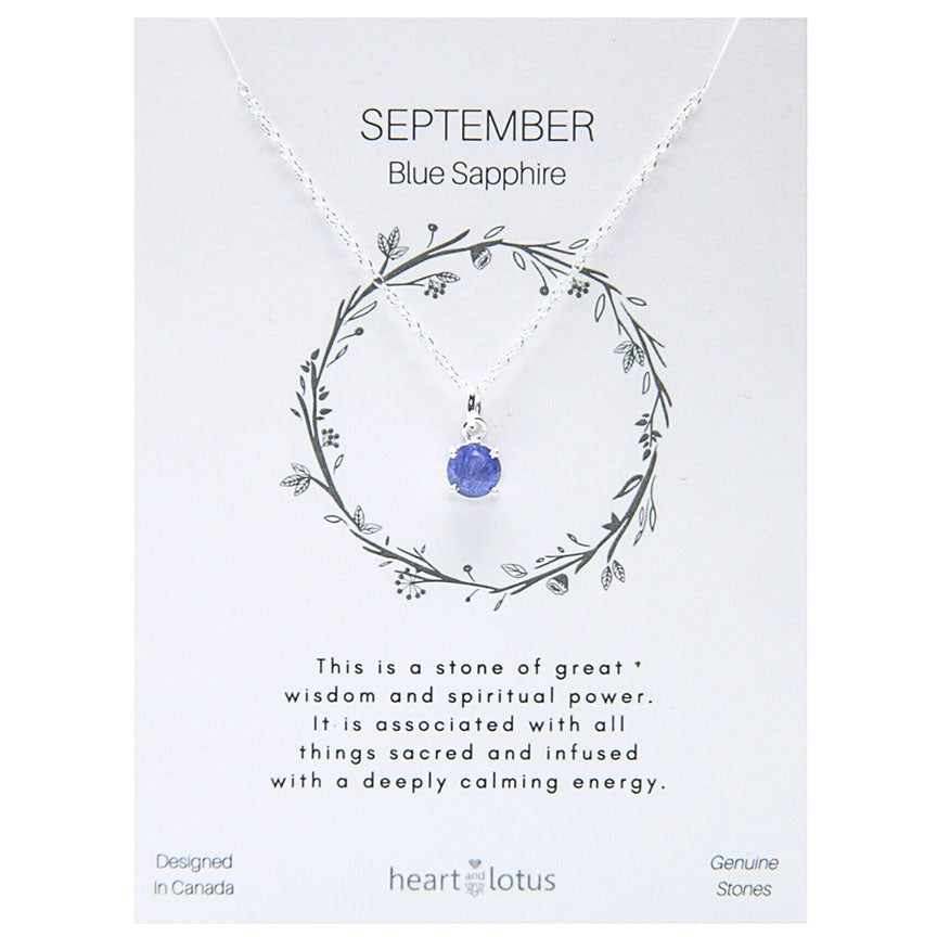 Birthstone necklace claw setting SEPTEMBER sterling silver