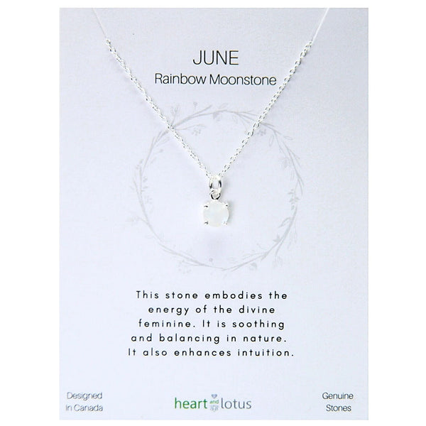 Birthstone necklace claw setting JUNE sterling silver