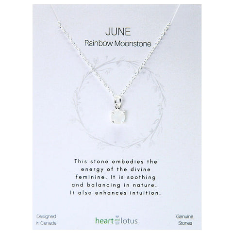 Birthstone necklace claw setting JUNE sterling silver