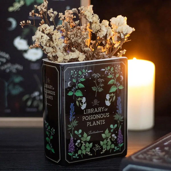Poisonous Plants Gothic Botanical Book Shaped Vase