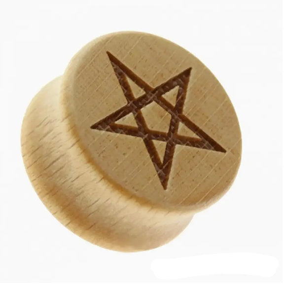 Saddle Plug 14mm Star Engraved Organic Wood