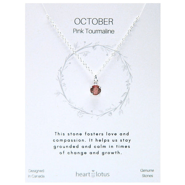 Birthstone necklace claw setting OCTOBER sterling silver
