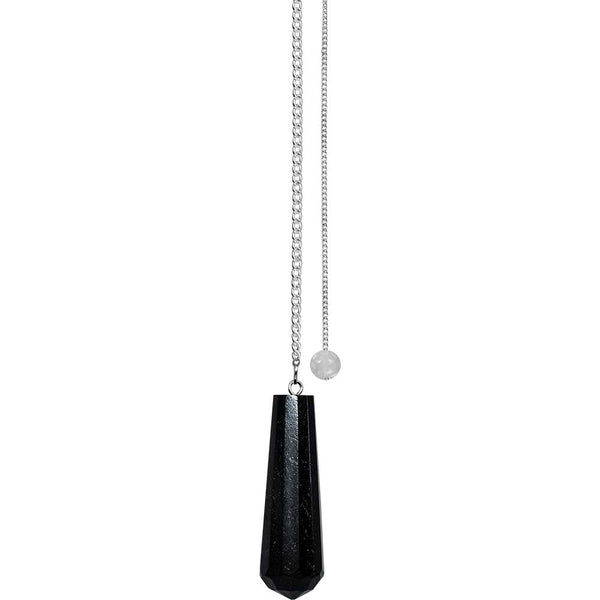 Pendulum black tourmaline facet teardrop