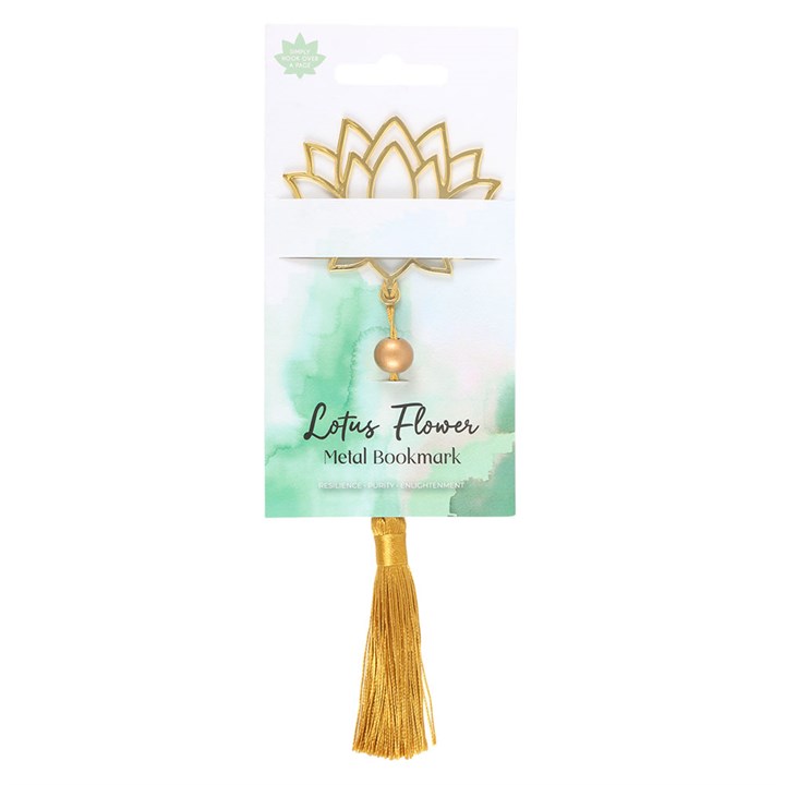 Lotus Flower Metal Bookmark with Tassel