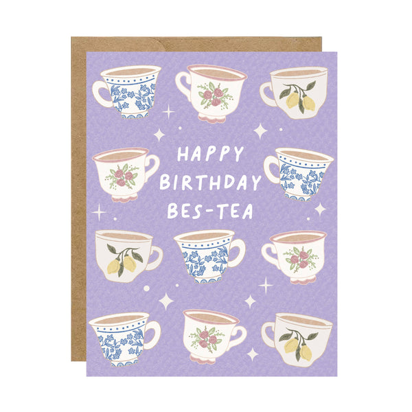 Happy Birthday Bes-Tea - Vintage Tea Cup Card