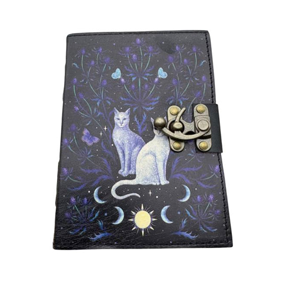 Journal leather cats & flowers