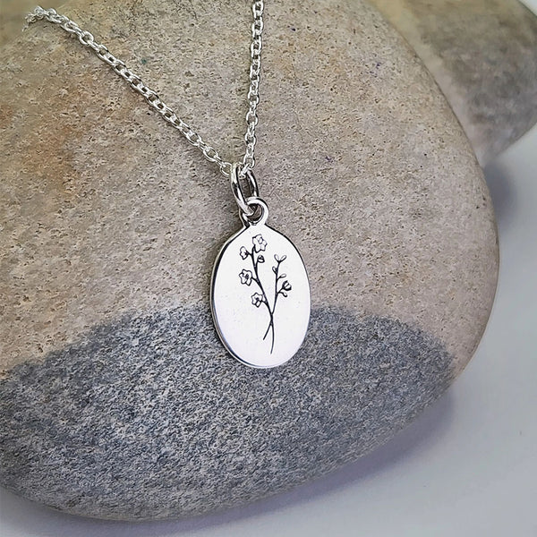 Birth Flower Necklace: July (Larkspur) sterling silver