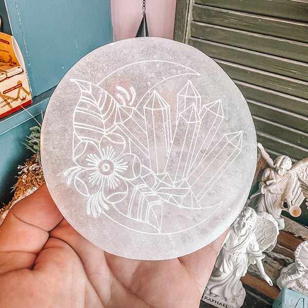Selenite Charging Plate 10cm - Crystal Moon