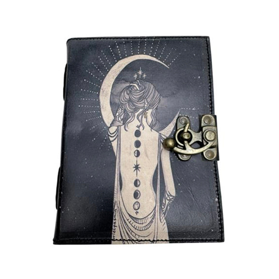 Leather Journal Lady with Moon