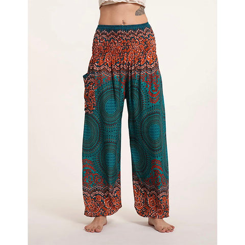 Harem Pant Geometric Mandala in Turquoise