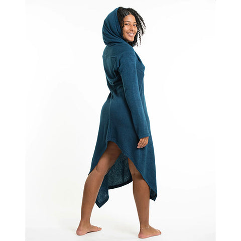 Hooded Pixie Sweater Dress in Blue - 1 Size / Green / Viscose