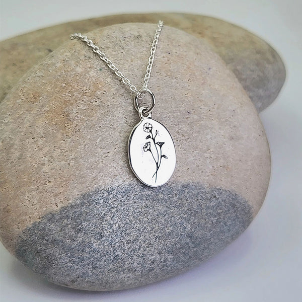 Birth Flower Necklace: October (Marigold) sterling silver