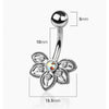 Belly Ring Antique Half Flower with Gem 316L Surgical Steel