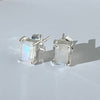 Earring moonstone rectangle sterling silver