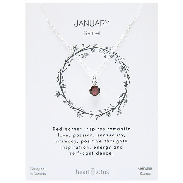 Birthstone necklace claw setting JANUARY sterling silver