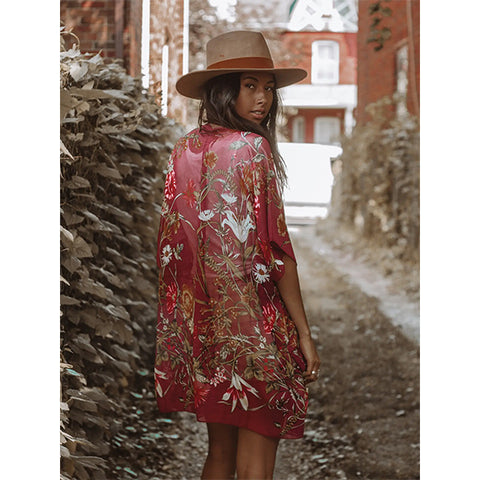 Shawl: Wild Bloom - Merlot