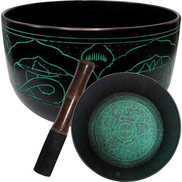 Singing bowl Buddha Green 7.5