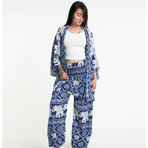 Diamond Elephant Lounge Set in Blue Plus Size