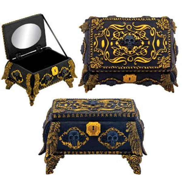 Jewelry Box Gold And Black Skull