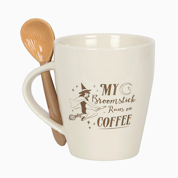 My Broomstick Runs On Coffee Halloween Mug and Spoon Set