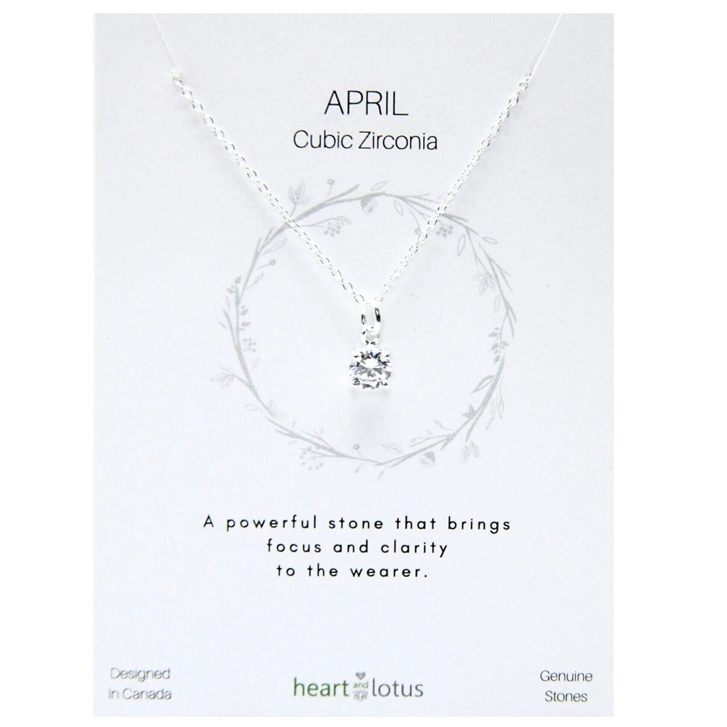 Birthstone necklace claw setting APRIL sterling silver