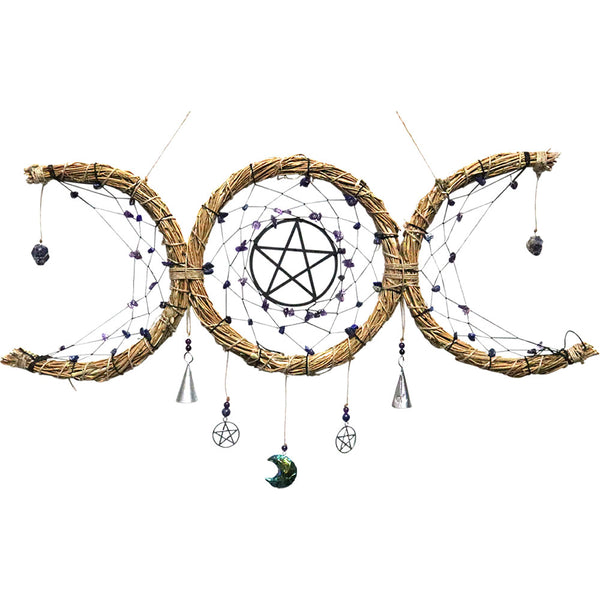 Protection Wreath triple moon amethyst & sodalite