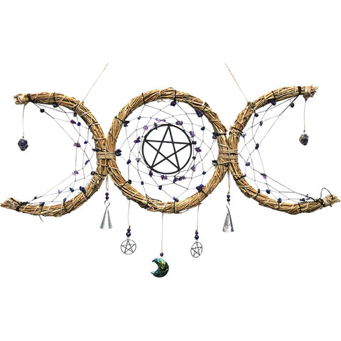 Protection Wreath triple moon amethyst & sodalite