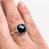 Ring onyx facet square sterling silver
