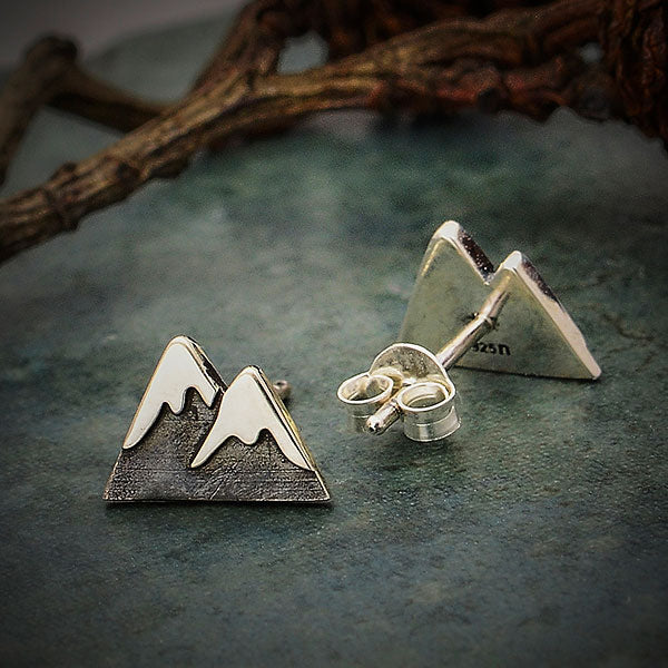 Earrings mountains snow cap sterling silver