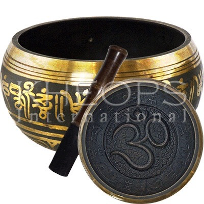 Singing bowl 6.25” om black & gold