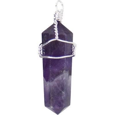 Pendant wire wrapped Amethyst point