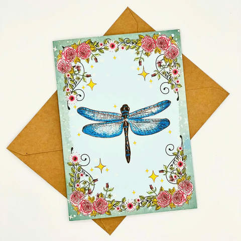 Hand Illustrated Greeting Card - Dragonfly