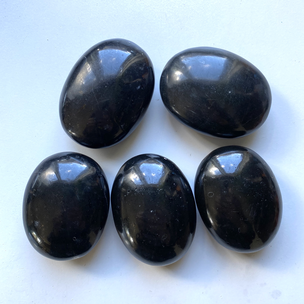 Black tourmaline palm stone