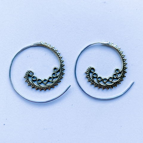 Earrings brass spiral (hanger is sterling silver)